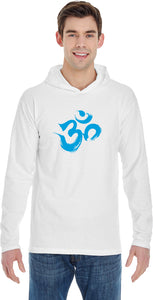 Aqua Brushstroke AUM Pigment Hoodie Yoga Tee Shirt - Yoga Clothing for You