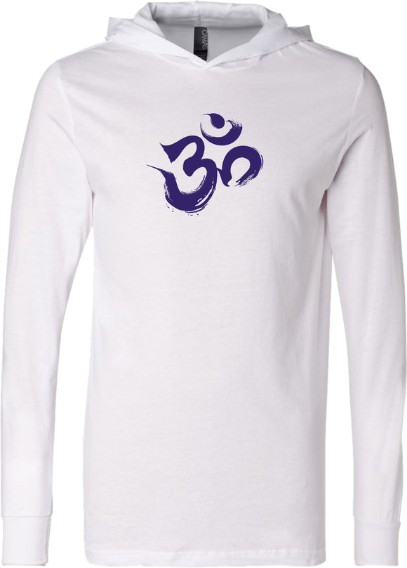 Purple Brushstroke AUM Lightweight Yoga Hoodie Tee Shirt - Yoga Clothing for You