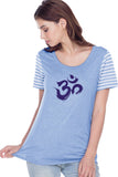 Purple Brushstroke AUM Striped Multi-Contrast Yoga Tee - Yoga Clothing for You