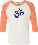 Purple Brushstroke AUM Eco Raglan 3/4 Sleeve Yoga Tee - Yoga Clothing for You