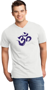 Purple Brushstroke AUM Important V-neck Yoga Tee Shirt - Yoga Clothing for You