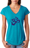 Purple Brushstroke AUM Triblend V-neck Yoga Tee Shirt - Yoga Clothing for You