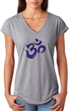 Purple Brushstroke AUM Triblend V-neck Yoga Tee Shirt - Yoga Clothing for You