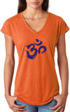 Purple Brushstroke AUM Triblend V-neck Yoga Tee Shirt - Yoga Clothing for You