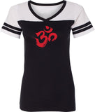 Red Brushstroke AUM Powder Puff Yoga Tee Shirt - Yoga Clothing for You