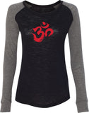 Red Brushstroke AUM Preppy Patch Yoga Tee Shirt - Yoga Clothing for You