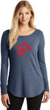 Red Brushstroke AUM Triblend Long Sleeve Tunic Yoga Shirt - Yoga Clothing for You