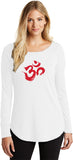 Red Brushstroke AUM Triblend Long Sleeve Tunic Yoga Shirt - Yoga Clothing for You