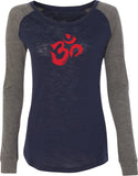 Red Brushstroke AUM Preppy Patch Yoga Tee Shirt - Yoga Clothing for You