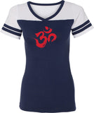 Red Brushstroke AUM Powder Puff Yoga Tee Shirt - Yoga Clothing for You