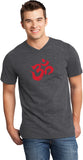 Red Brushstroke AUM Important V-neck Yoga Tee Shirt - Yoga Clothing for You
