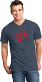Red Brushstroke AUM Important V-neck Yoga Tee Shirt - Yoga Clothing for You