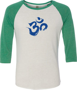 Royal Brushstroke AUM Eco Raglan 3/4 Sleeve Yoga Tee Shirt - Yoga Clothing for You