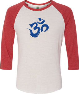 Royal Brushstroke AUM Eco Raglan 3/4 Sleeve Yoga Tee Shirt - Yoga Clothing for You