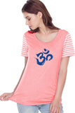 Royal Brushstroke AUM Striped Multi-Contrast Yoga Tee - Yoga Clothing for You