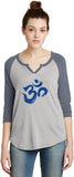 Royal Brushstroke AUM 3/4 Sleeve Vintage Yoga Tee Shirt - Yoga Clothing for You