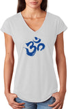 Royal Brushstroke AUM Triblend V-neck Yoga Tee Shirt - Yoga Clothing for You