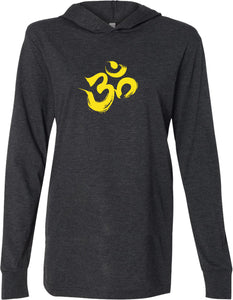 Yellow Brushstroke AUM Lightweight Yoga Hoodie Tee Shirt - Yoga Clothing for You