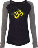 Yellow Brushstroke AUM Preppy Patch Yoga Tee Shirt - Yoga Clothing for You