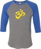 Yellow Brushstroke AUM Eco Raglan 3/4 Sleeve Yoga Tee - Yoga Clothing for You