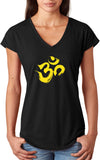 Yellow Brushstroke AUM Triblend V-neck Yoga Tee Shirt - Yoga Clothing for You