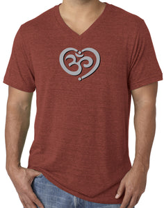 Mens Om Heart Lightweight V-neck Tee Shirt - Yoga Clothing for You