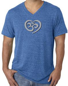 Mens Om Heart Lightweight V-neck Tee Shirt - Yoga Clothing for You