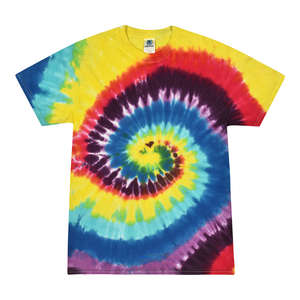 Tie Dye Multi Color Spiral Classic Fit Crewneck Short Sleeve T-shirt for Kids, Carnival - Yoga Clothing for You