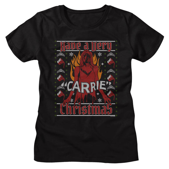 Carrie Ladies T-Shirt Christmas Tee