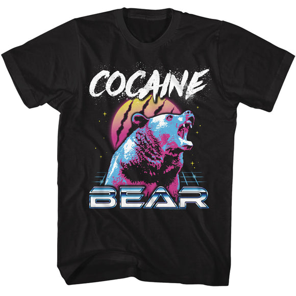 Cocaine Bear Retro 80s Colorful Black Tall T-shirt