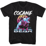 Cocaine Bear Retro 80s Colorful Black T-shirt