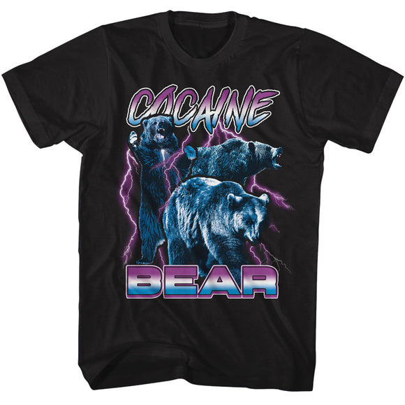 Cocaine Bear In The Wild Lightning Pose Black Tall T-shirt