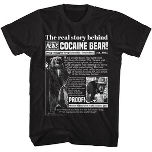 Cocaine Bear Real News Story Black T-shirt