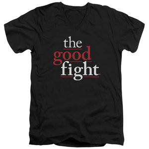 The Good Fight Slim Fit V-Neck T-Shirt Logo Black Tee - Yoga Clothing for You