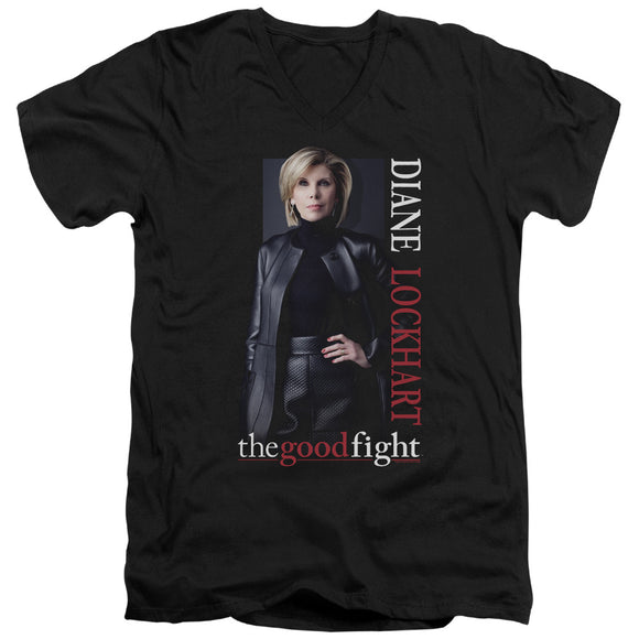 The Good Fight Slim Fit V-Neck T-Shirt Diane Black Tee - Yoga Clothing for You