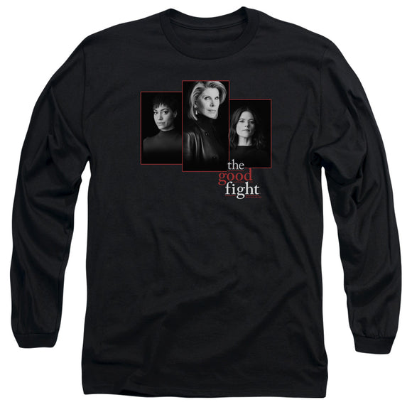 The Good Fight Long Sleeve T-Shirt Cast Headshots Black Tee - Yoga Clothing for You