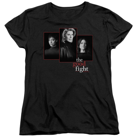 The Good Fight Womens T-Shirt Cast Headshots Black Tee - Yoga Clothing for You