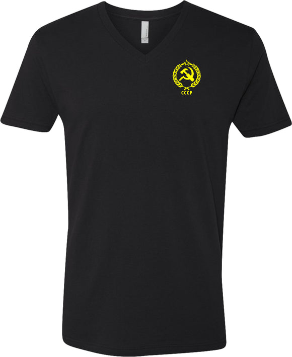 CCCP T-shirt Crest Pocket Print V-Neck - Yoga Clothing for You