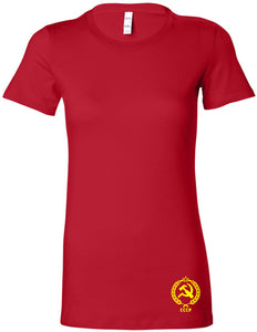 Ladies CCCP T-shirt Crest Bottom Print Longer Length Shirt - Yoga Clothing for You