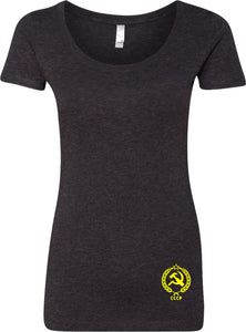 Ladies CCCP T-shirt Crest Bottom Print Scoop Neck - Yoga Clothing for You