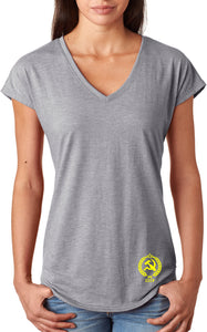 Ladies CCCP T-shirt Crest Bottom Print Triblend V-Neck - Yoga Clothing for You