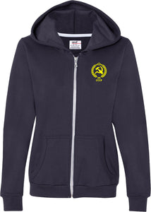 Ladies CCCP Full Zip Hoodie Crest Pocket Print - Yoga Clothing for You