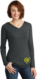 Ladies CCCP T-shirt Crest Bottom Print Tri Blend Hoodie - Yoga Clothing for You