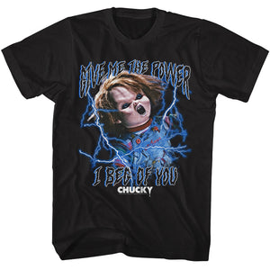 Chucky Give Me The Power Lightning Black T-shirt