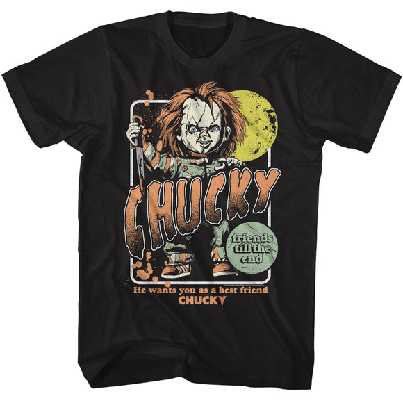Chucky Friends Till The End Full Moon Black Tall T-shirt