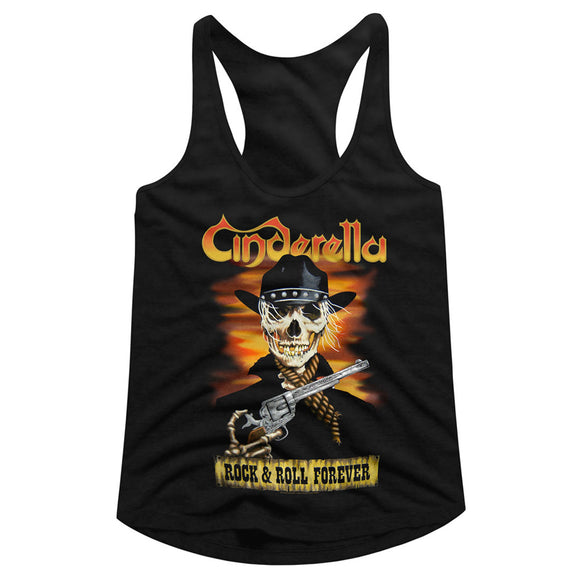 Cinderella Rock Band Ladies Racerback Tanktop Rock and Roll Forever Black Tank - Yoga Clothing for You