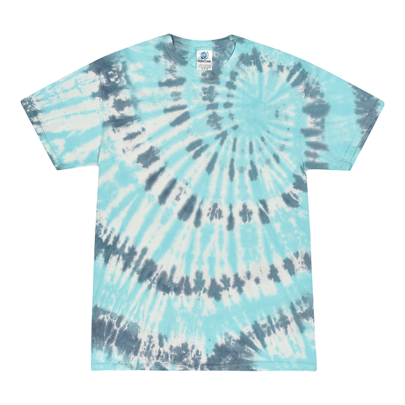 Tie Dye Multi Color Swirl Streak Repeat Classic Fit Crewneck Short Sleeve T-shirt for Kids, Coral Reef - Yoga Clothing for You