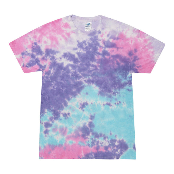 Tie Dye Multi Color Blotched Classic Fit Crewneck Short Sleeve T-shirt for Mens Women Adult T-shirt, Cotton Candy - Yoga Clothing for You