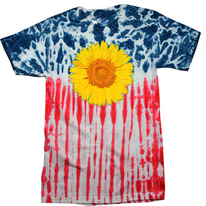 Yoga Clothing For You Adult Sunflower Tie Dye Tee - Flag - Yoga Clothing for You