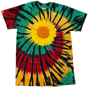 Yoga Clothing For You Adult Sunflower Tie Dye Tee - Rasta Web - Yoga Clothing for You